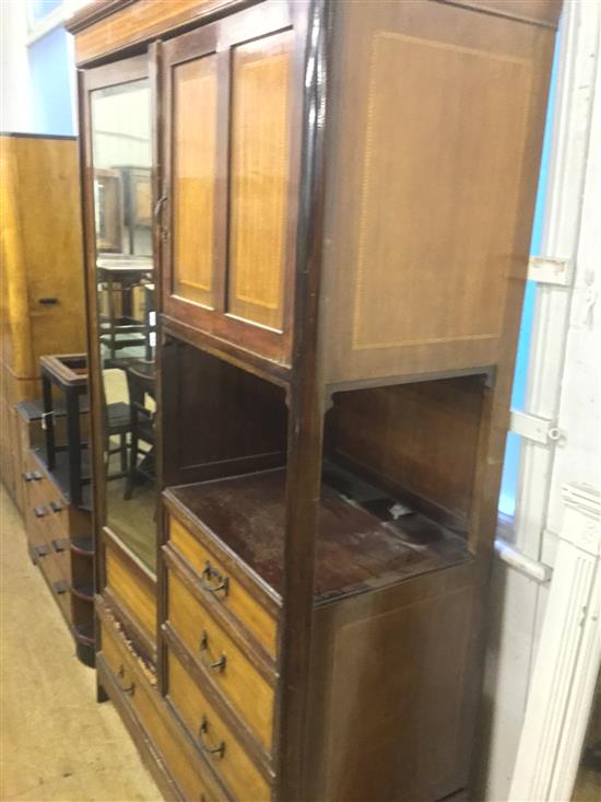 Edwardian banded mahogany wardrobe(-)